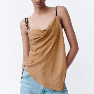 NWT New ZARA Asymmetric Top With Beads Size M